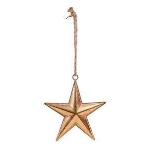All Things Christmas: Antique Gold Metal Hanging Star | Small