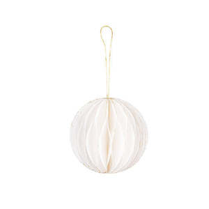 All Things Christmas: Off White Paper Ball Decoration | 8cm