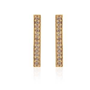Studs: Bar Climber | White Topaz | Gold