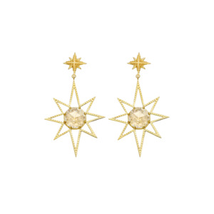 Large Drop Earrings: Sunburst Earrings | 22k Gold Vermeil & Lemon Quartz