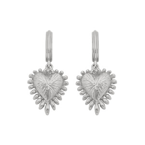 Large Drop Earrings: Mini Heart Rays Earrings | Sterling Silver