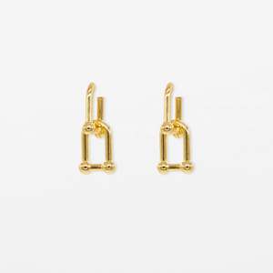 Double D Link Earrings | Gold
