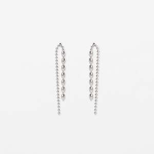 Large Drop Earrings: Waterfall Chain Earrings | Silver