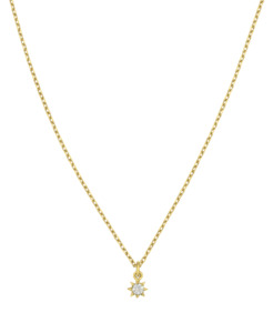 Gold Necklaces: Stella Necklace | 22k Gold Plate | White Zircon
