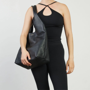 Tote Bags: Knox Shoulder Bag | Black Lightly Milled