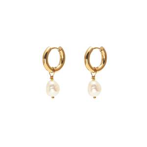 Allure Hoops | Pearl & Gold