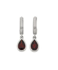 Ophelia Hoops | Sterling Silver with Pear Garnet