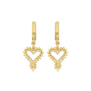 Large Drop Earrings: Mini Gypsy Heart Earrings | 22k Gold Vermeil