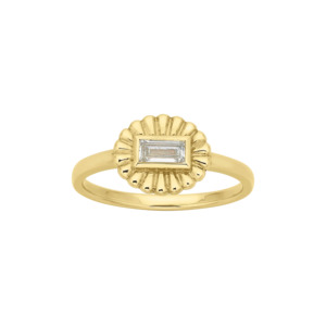 Odette Ring | 22k Gold Plate with Baguette White Topaz
