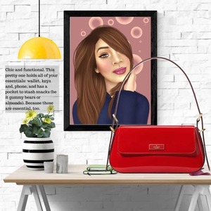 Brands: Madison Red Patent Leather Small Flap Shoulder Bag