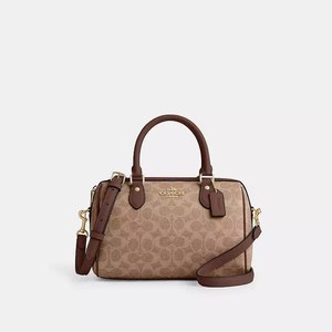 Brands: Rowan Satchel Bag In Signature Canvas (Gold/Tan/Brown)