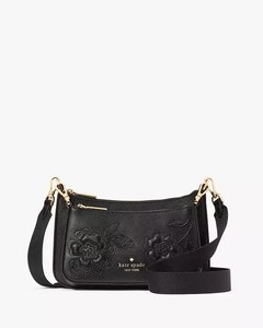 Spade Flower Small Crossbody in Black