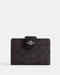 Brands: Medium Corner Zip Wallet in Signature Canvas In Walnut Black