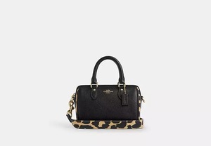 Brands: Coach Mini Rowan Cross Body Bag Black/Leopard Print
