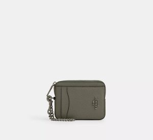 Brands: Coach Mini Zip Card Case in Signature Canvas Hunter Green
