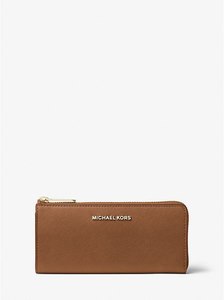 Jet Set Travel Large Saffiano Leather Quarter-Zip Wallet IN Brown