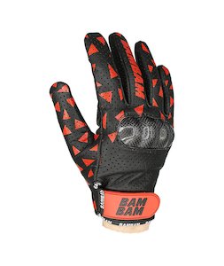 Slide Gloves: Bam Bam Leather Gloves Black/Red