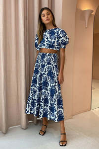 Diana Shirred Tiered Midi Skirt