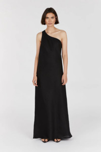 Holiday 1: Addison Black Linen Asymmetric Maxi