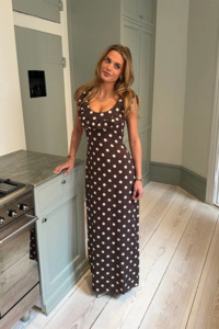 Brunch 1: Luna Dress in Brown Polka Dot