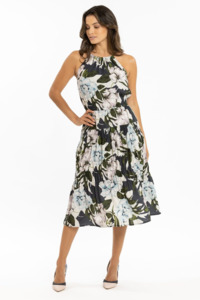 Como Halter Shirred Midi Dress For Sale