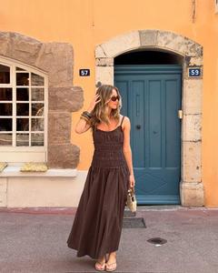 Dresses 1: Toby Bitter Choc Cotton Midi Dress