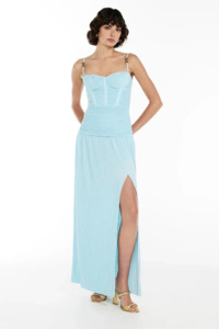 21st 1: Double Time Pleat Dress in Aqua Spritz