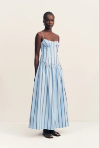 Dresses: Saxon Cotton Panelled Bustier Maxi