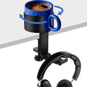 2in1 Table Cup Holder with Headphone Hanger