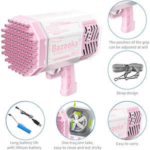 Outdoor Play: 69 Holes Rocket Bubble Machine Gun - Pink