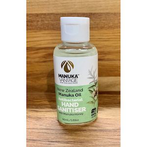 Manuka Hand Sanitiser. 50ml - New Zealand gifts. glass kauri greenstone possum bone