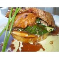Products: Chargrilled Sirloin with Creamed Silverbeet on an Onion & Rosemary Quiche with Red Wine Gravy