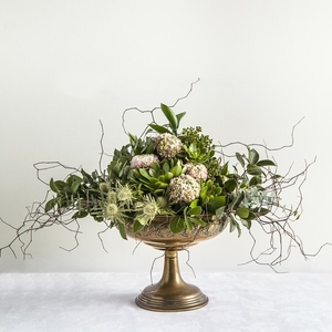 Products: Brass Pedestal Flower Bowl