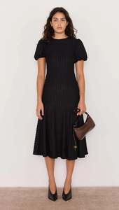 MINK PINK Anais Drop Waist Midi Dress Black