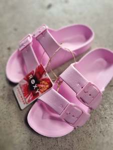 Footwear: ROXY Girl Kattie Slide Pink Tulle