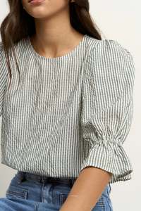 IVY+JACK Lovely Khaki Stripe Shirred Back Top