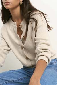 IVY+JACK Solar Oat Cotton Crew Neck Cardigan