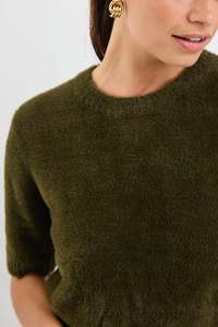 Ivy Jack: IVY + JACK Issue Fluffy Soft Knit Top Khaki