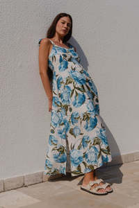 Among The Brave: AMONG THE BRAVE Nimbus Dress Blue Vintage Floral