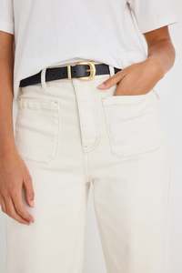 Among The Brave: AMONG THE BRAVE Zoey Ecru Wide Leg Pocket Jean