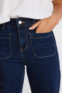 AMONG THE BRAVE Zoey Indigo High Rise Wide Leg Pocket Jean