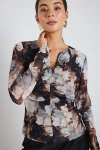 Among The Brave: AMONG THE BRAVE Network Top Sepia Floral