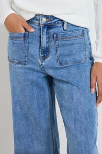 Among The Brave: AMONG THE BRAVE Zoey Wide Leg Jean Signature Blue