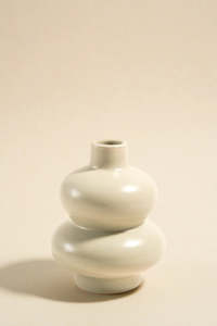 Among The Brave: HAYZ HOMEWARES Double Stacked Matte Ivory 12cm Bud Vase
