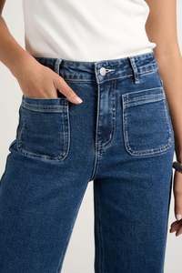 AMONG THE BRAVE Zoey Mineral Blue Wide Leg Pocket Jean