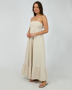 Dresses: SILENT THEORY Tallow Tiered Maxi Dress Natural