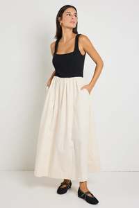 Dresses: REUNION Obsidian Dress Black Ecru