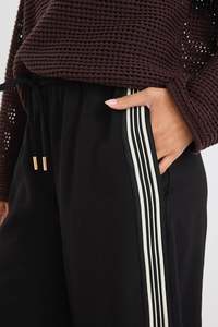 STORIES BE TOLD Vibe Black Jacquard Stripe Wide Leg Pants
