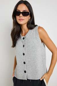 Stories Be Told: STORIES BE TOLD Stamp Grey Marle Crew Neck Vest