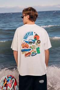 Huffer: HUFFER Headliner Block Tee Chalk